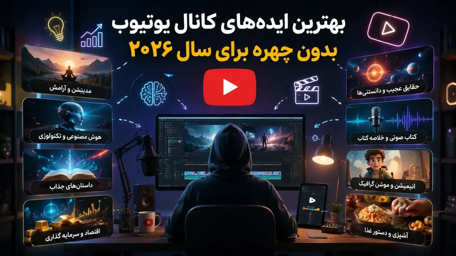 آموزش جامع ساخت کانال یوتیوب بدون چهره با هوش مصنوعی (۲۰۲۶)